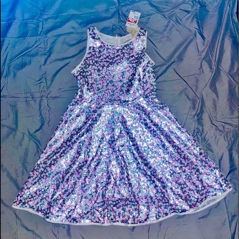 NWT size L white iridescent dress